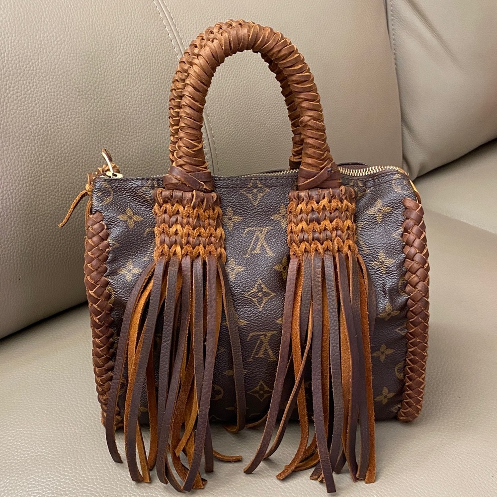 Louis Vuitton Speedy 25 Braided Fringe Satchel Custom Vintage Boho Style - Picture 2 of 16